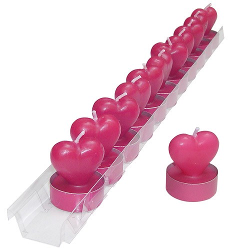 12 rosa Herz-Teelichter