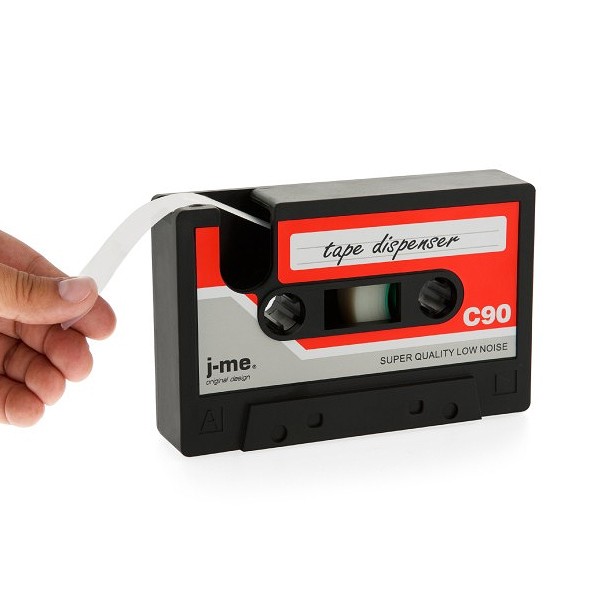 Klebefilm-Abroller Musik-Kassette, Retro Style von Jme, schwarz-rot-grau